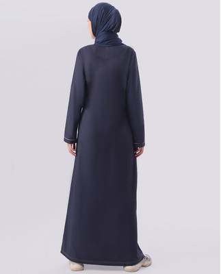 Length 56 | Midnight Blue Full Front Open Jilbab | Silk Route  3