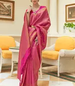 Pink Kishika Silk Designer Handloom Weaving Saree Collection