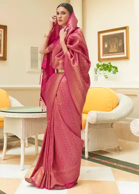 Pink Kishika Silk Designer Handloom Weaving Saree Collection 2