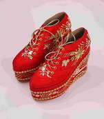 Red Bridal Sneaker Wedges