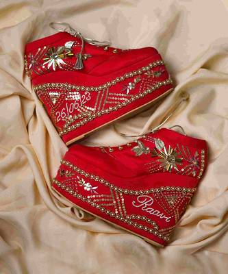 Red Bridal Sneaker Wedges 4