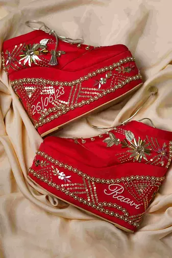 Red Bridal Sneaker Wedges