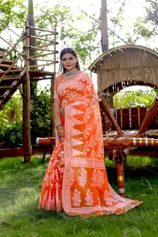  Orange Cotton Sarees With Blouse
