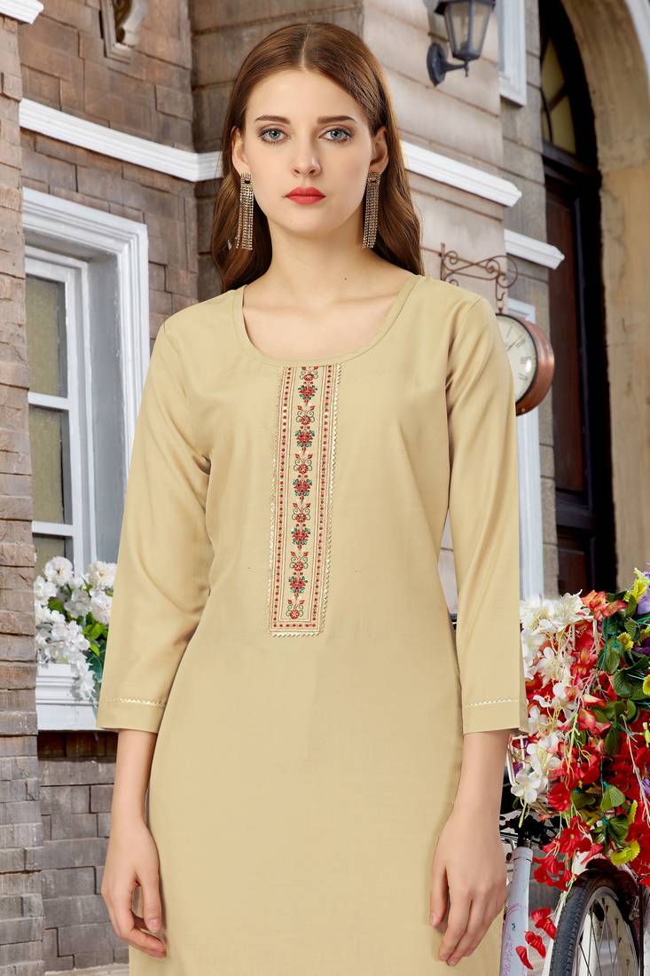 Trendmalls Beige Cotton Embroidered Bandhani Print Party Wear Kurta Pant with Dupatta Salwar Suit Set
