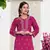 Hand Embroidered Magenta Cotton Lucknowi Chikankari Indian Women Straight Short Kurti