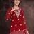 Hand Embroidered Red Georgette Lucknowi Chikankari Indian Women Straight Kurti With Slip