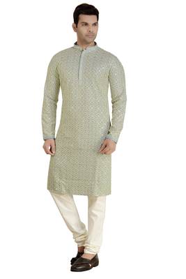 Blue embroidered rayon kurta-pajama 1
