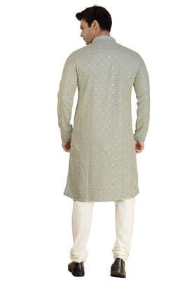 Blue embroidered rayon kurta-pajama 2