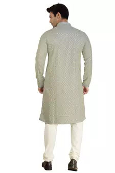 Blue embroidered rayon kurta-pajama