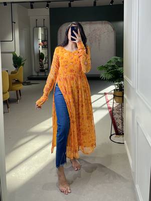Women's Georgette Naira Cut Kurti  1