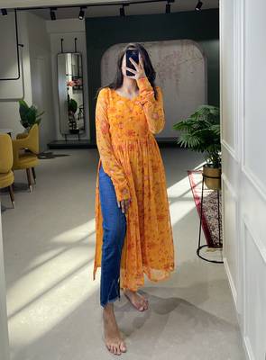 Women's Georgette Naira Cut Kurti  2