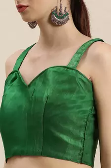 Multicolor Organza Printed Saree With Unstitched Blouse