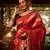 Red woven banarasi silk saree with blouse