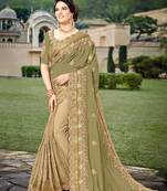 Trendmalls Mehendi  Silk Heavy Embroidery Work Party Wear Saree With Blouse