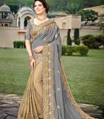 Trendmalls Trendmalls Grey  Silk Heavy Embroidery Work Party Wear Saree With Blouse