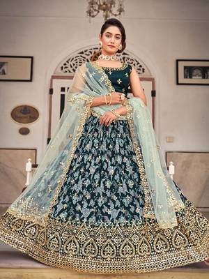 Black   Chinon  Semi-Stitched Lehenga & Unstitched Blouse With Dupatta 1