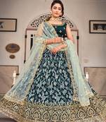 Black   Chinon  Semi-Stitched Lehenga & Unstitched Blouse With Dupatta