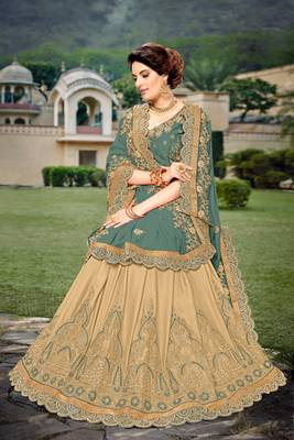 Trendmalls Steel Green  Silk Heavy Embroidery Work Party Wear Saree With Blouse 5