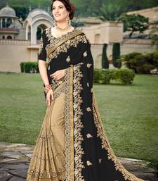 Trendmalls Trendmalls Black  Silk Heavy Embroidery Work Party Wear Saree With Blouse