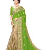 Trendmalls Parrot  Silk Heavy Embroidery Work Party Wear Saree With Blouse