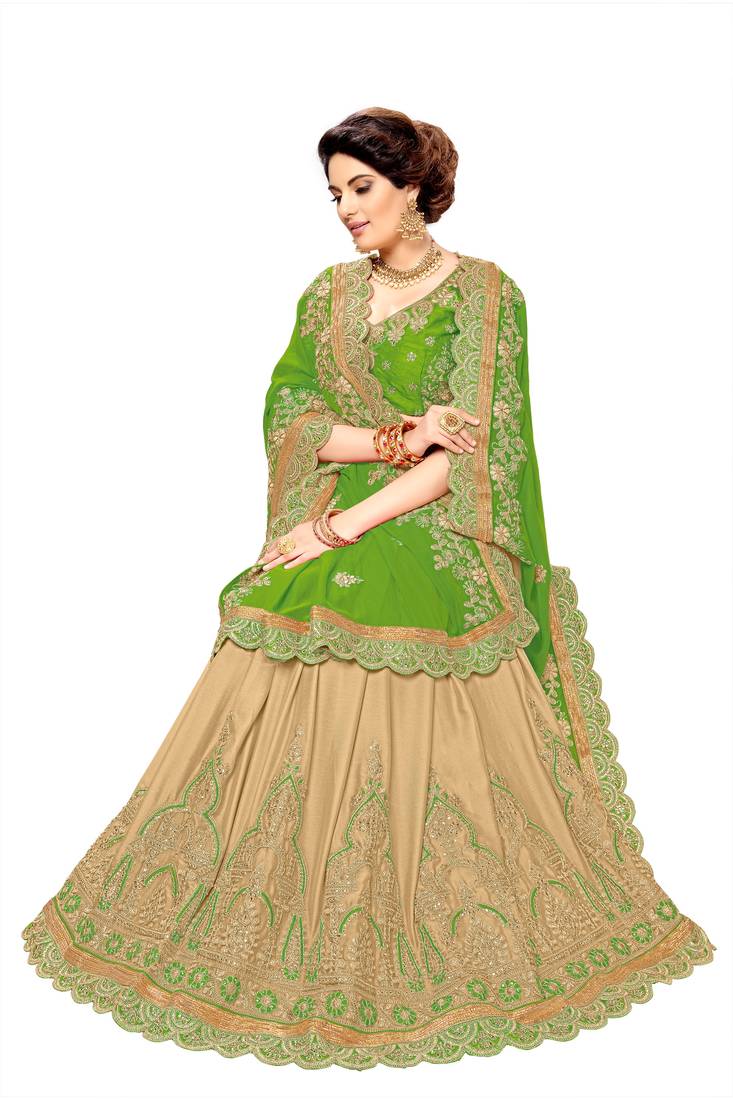 Trendmalls Parrot  Silk Heavy Embroidery Work Party Wear Saree With Blouse