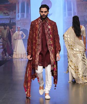 Maroon Front Open Sherwani 2