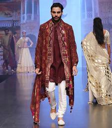 Maroon Front Open Sherwani