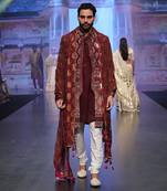 Maroon Front Open Sherwani