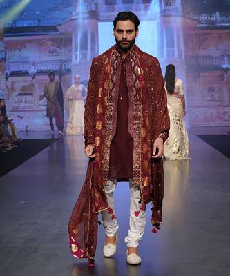 Maroon Front Open Sherwani 3