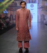 Carrot Coloured Sherwani With Plazo Pants