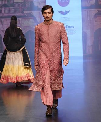Carrot Coloured Sherwani With Plazo Pants 2