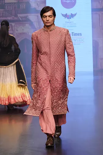 Carrot Coloured Sherwani With Plazo Pants