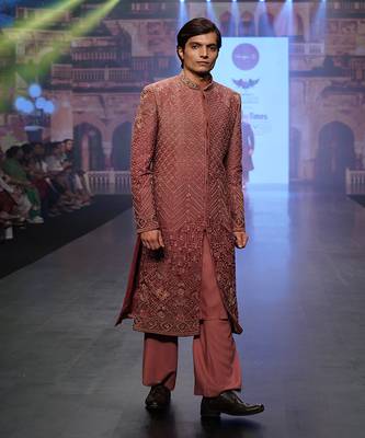 Carrot Coloured Sherwani With Plazo Pants 3