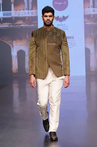 Olive Green Colour Velvet Jodhpuri With Pants