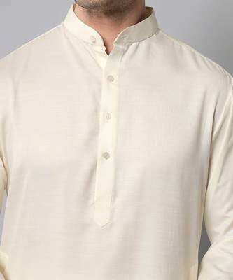 Wrinkle free Sage green jacket with off white kurta pants 7