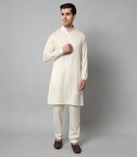 Wrinkle free Plain creme kurta with pants