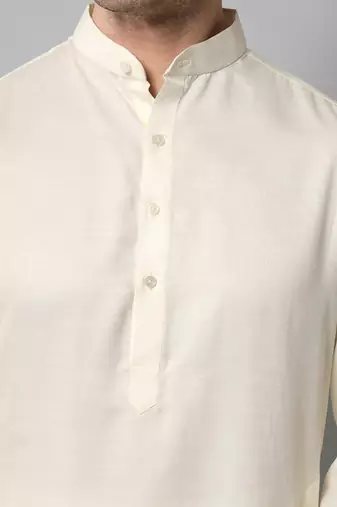 Wrinkle free Plain creme kurta with pants