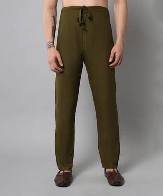 Wrinkle free Olive green kurta pants in rayon 7