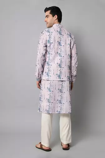 Wrinkle free Pink and blue tie dye kurta jacket set