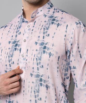 Wrinkle free Pink and blue tie dye kurta pants 3
