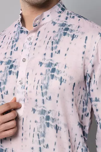 Wrinkle free Pink and blue tie dye kurta pants