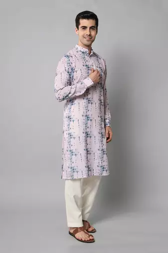 Wrinkle free Pink and blue tie dye kurta pants