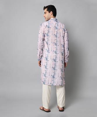 Wrinkle free Pink and blue tie dye kurta pants 6