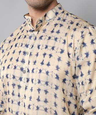 Wrinkle free Cream and blue tie dye kurta pant 2