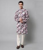 Wrinkle free Multi coloured hand painted kurta jacket set