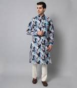 Wrinkle free Multi coloured hand painted kurta jacket set