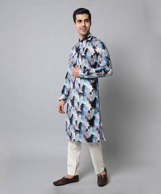 Wrinkle free Multi coloured hand painted kurta 4