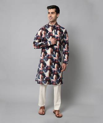 Wrinkle free Multi coloured hand painted kurta 1