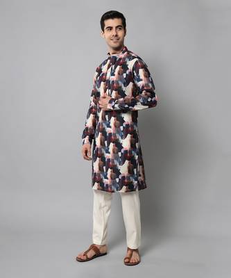 Wrinkle free Multi coloured hand painted kurta 2
