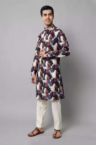 Wrinkle free Multi coloured hand painted kurta